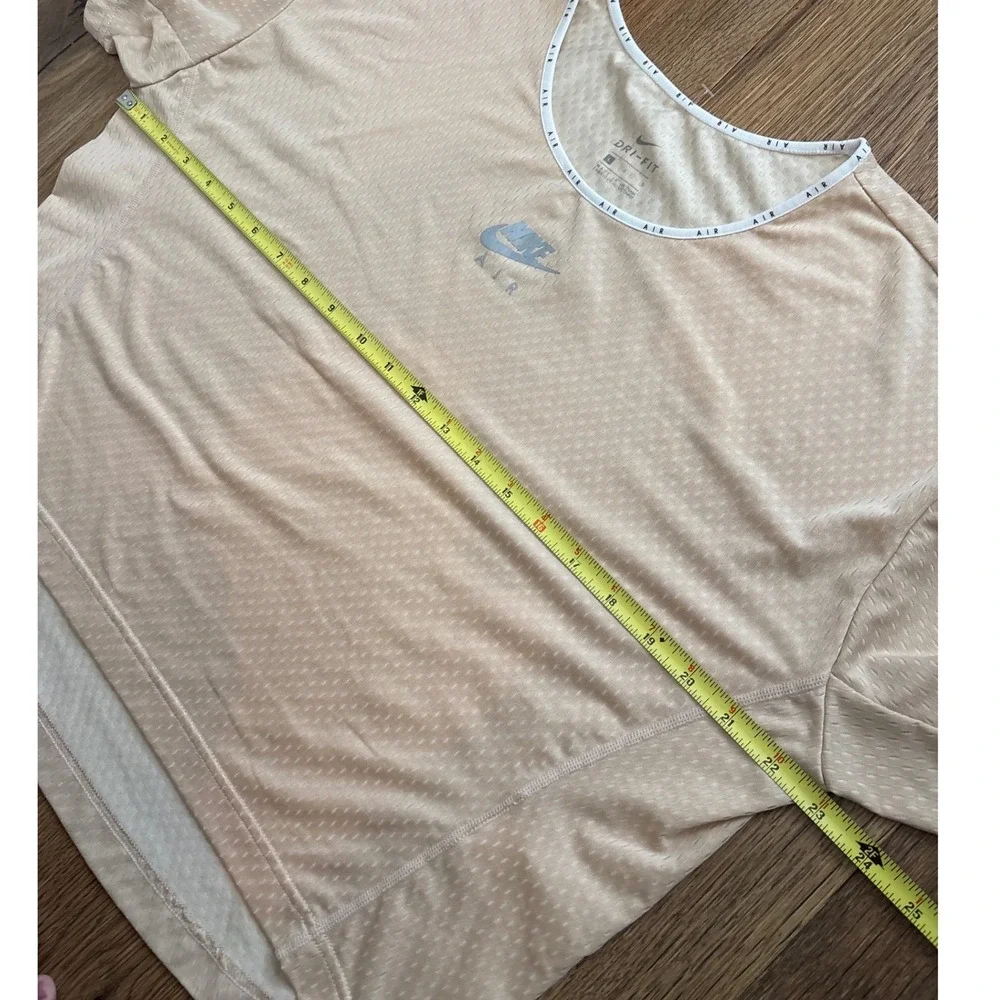 Nike Air Dri-FIT Women Tan Peach Cropped Running Top Large CU3102-805
